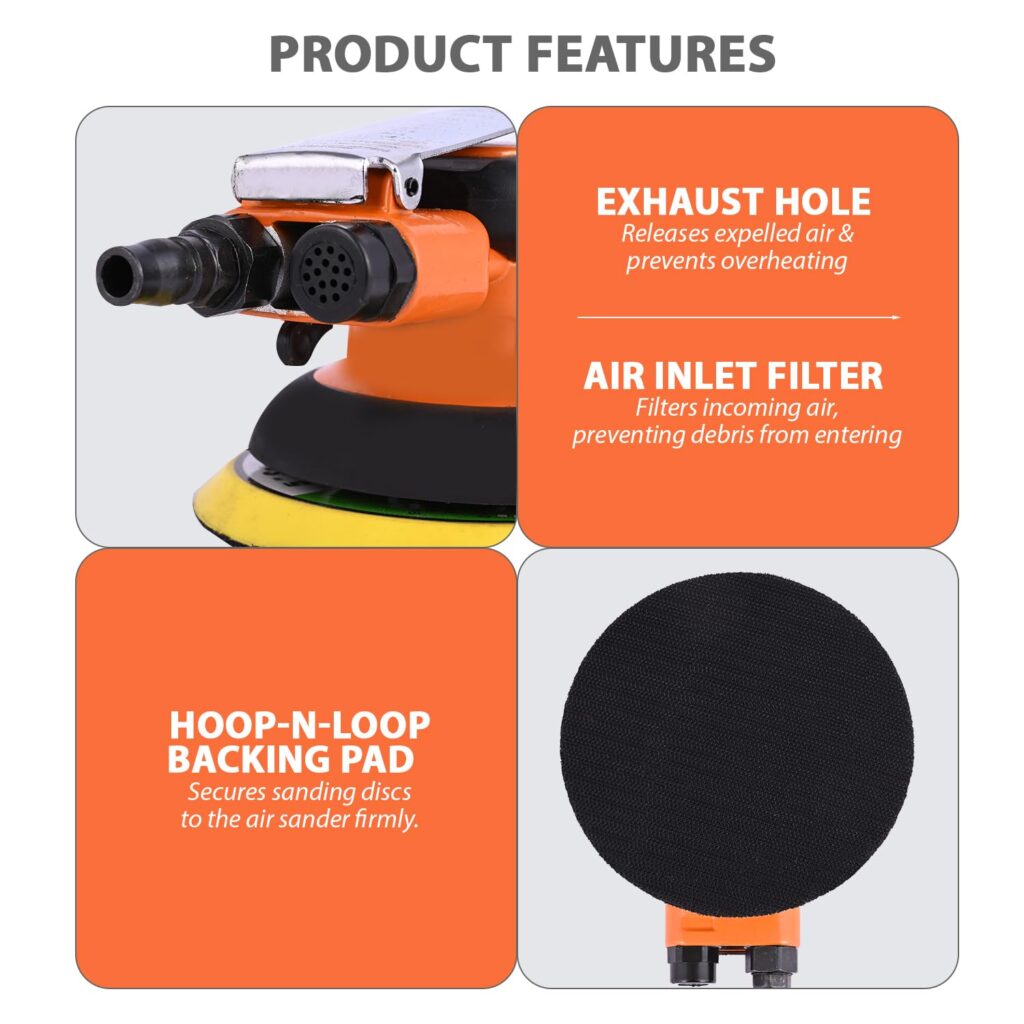 GIGAWATTS AT24 5” DIY Air Sander 90 PSI Dry Wall Handheld Palm
